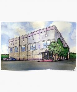 Pam Beesly Office Building Watercolor Painting Poster Dunder Mifflin Paper Company Inc. Gift Poster RB1801 product Offical The Office Merch