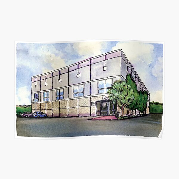 Pam Beesly Office Building Watercolor Painting Poster Dunder Mifflin Paper  Company Inc. Gift Poster for Sale by MyPartyShirt