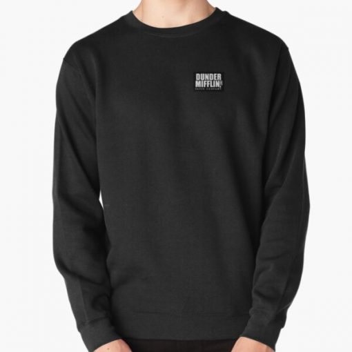 The Office Dundler Mifflin Paper Company Logo White on Black Pullover Sweatshirt RB1801 product Offical The Office Merch