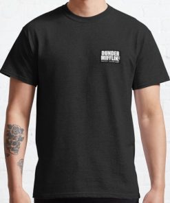 The Office Dundler Mifflin Paper Company Logo White on Black Classic T-Shirt RB1801 product Offical The Office Merch
