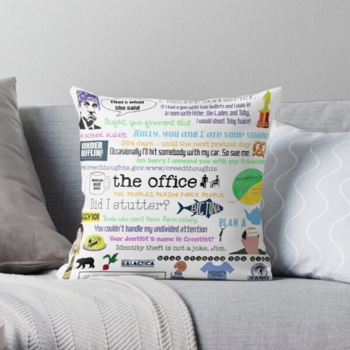 The office collage Throw Pillow RB1801 product Offical The Office Merch