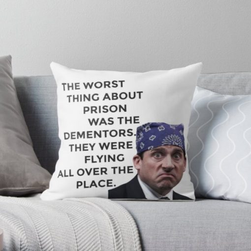 Prison Mike/Michael Scott - The Office US Throw Pillow RB1801 product Offical The Office Merch