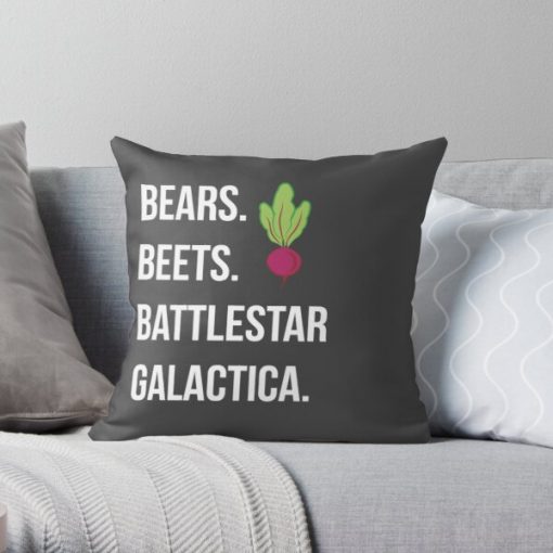 Bears. Beets. Battlestar Galactica. - The Office Throw Pillow RB1801 product Offical The Office Merch